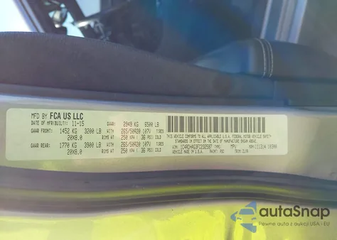 2015 Dodge Durango Sxt z USA, uszkodzony, nr VIN 1C4RDHAG3FC232587